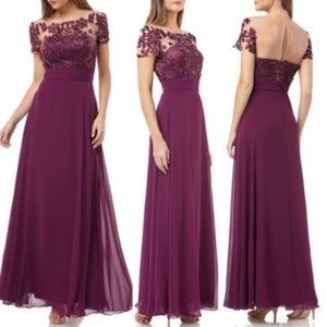 JS COLLECTION Purple Embroidered Evening Dress